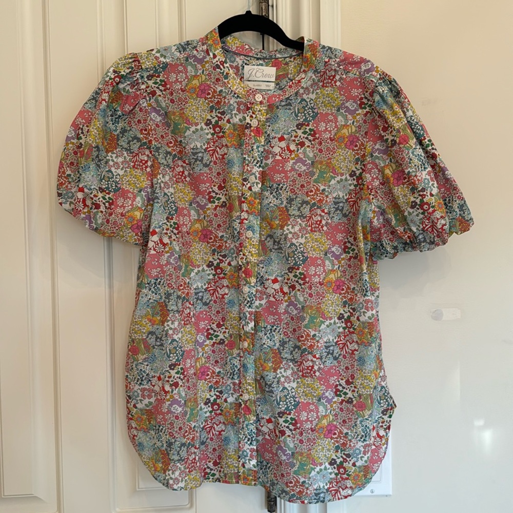 J Crew, short sleeve, Liberty of London Blouse
